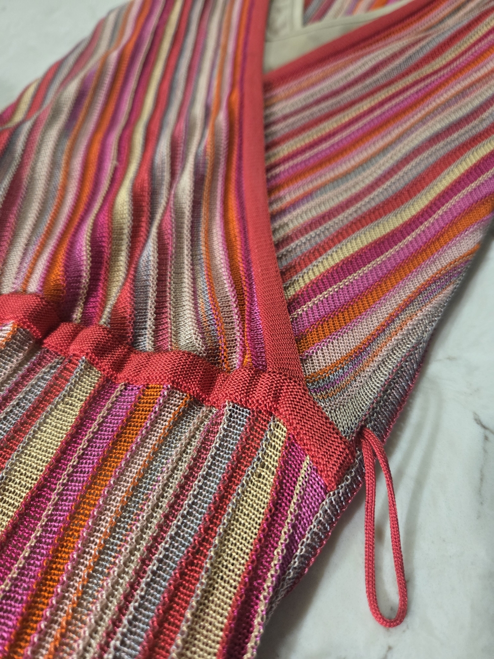 ⭐Missoni Striped V-Neck Sleeveless Dress in Pink, Red, Tan 4 - Picture 13 of 16